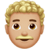 👨🏼‍🦱 man: medium-light skin tone, curly hair display on Apple